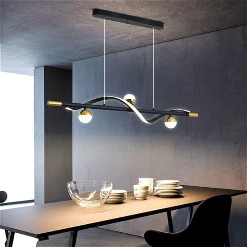 Modern dining room chandelier lighting Nordic interior home black/gold long chandelier kitchen office study room hanging light