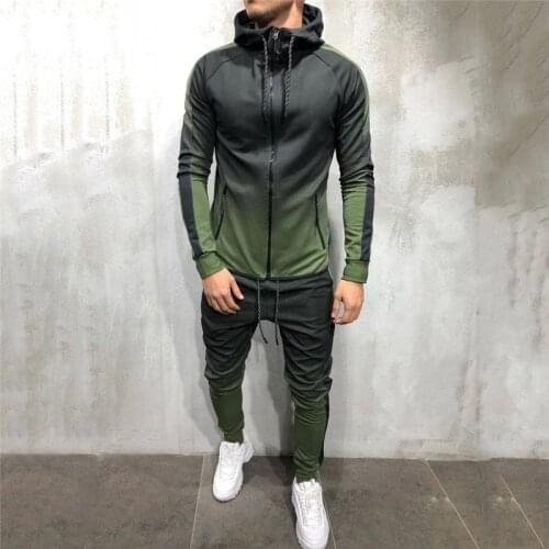 2 Pieces Sweatsuit Man Clothes Mens set Casual Hooded Sports Wear Zipper Tracksuit Training Hoodies Jacket Pants Track Suits 3d