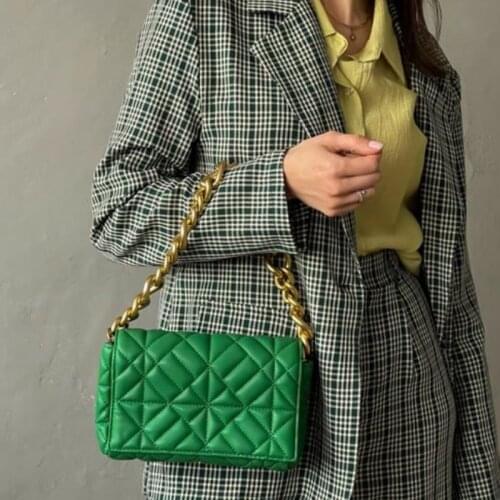 Soft Pu Leather Chain Shoulder Bag Retro Casual Women Purses and Handbag Women Green Clutch Tote Bags for Women High Quality