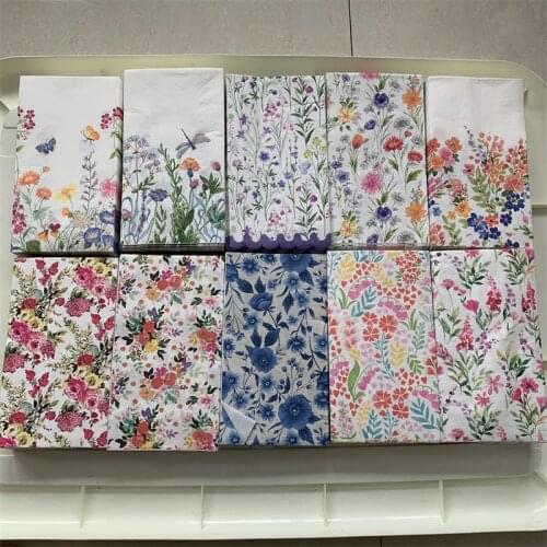 20 decoupage wedding vintage napkins paper elegant tissue red flower butterfly craft birthday party serviettes decor 33*40cm