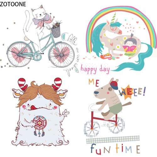 ZOTOONE Rainbow Unicorn Iron on Cartoon Patches Diy Child T-shirt Dresses Sweater Thermal Transfer Patch for Clothing Heat Press