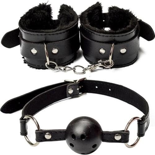 Exotic Sex Products For Adults Games Leather Bondage BDSM Kits Handcuffs Blindfold Toys Gag Tail Plug Women Sex Accessories set