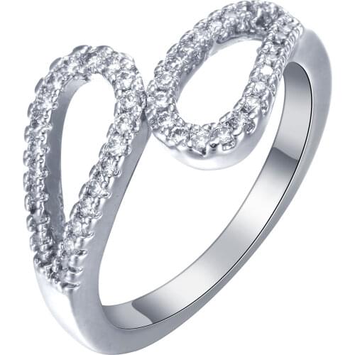 UFOORO Apollo Rings New Centrosymmetric Hollow Jewelry Drop Shipping Princess White Cubic Zircon Finger Women Party Rings