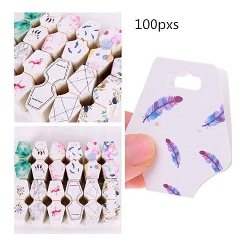 100pcs Colorful Printing Paper Cards Jewelry Necklace Bracelet Hang Tag Jewelry Display Cards Label Tag 4.5x10.8cm