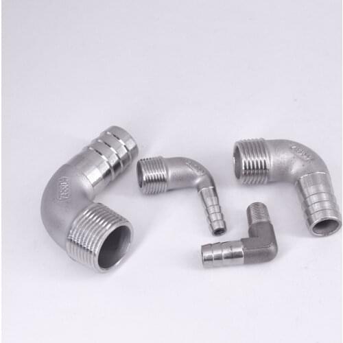 1/4" 3/8" 1/2" 3/4" 1" BSPT Male x 8/10/12/25mm Hose tail Barb 90 Deg Elbow 304 Stainless Pipe Fitting Connector Water Gas Oil