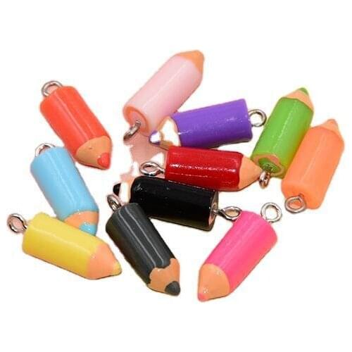 10pcs Resin Simulation Colored Pencil Tip Imitation Pen Charm With Pin Pendant For DIY Earring Jewelry Keychain Findings Making