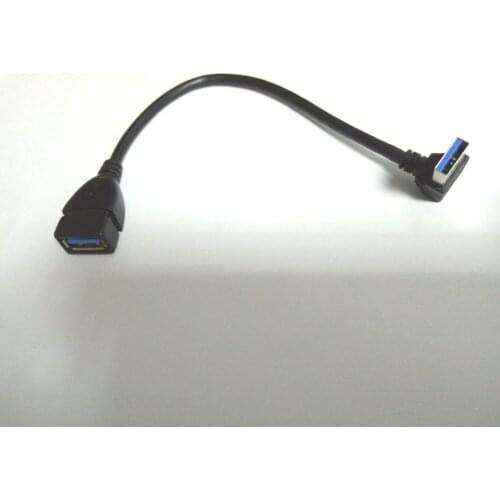 1000pcs NEW USB 3.0 Male TO Female Down Angle CONNECTOR Extension Cable 16cm New