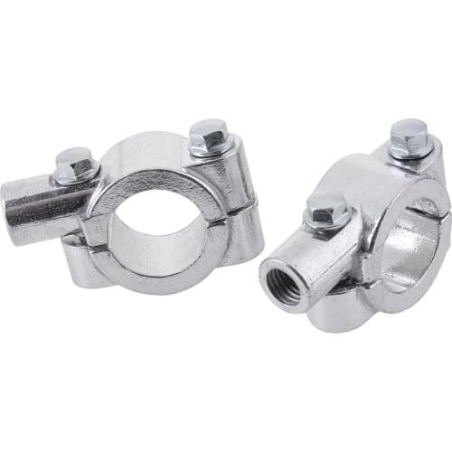 2pcs 22mm Motorcycle Handlebar Metal Rear View Mirror Mount Holders (White)