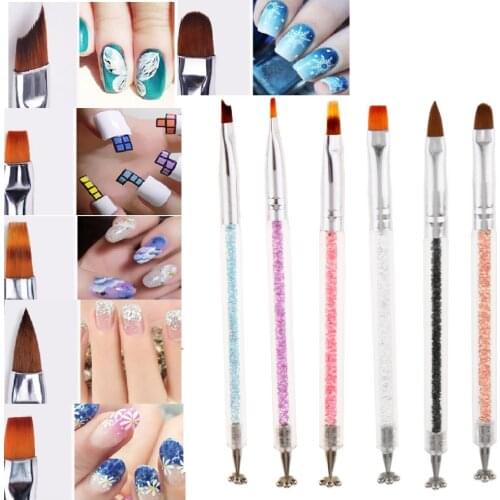 3PCS Double Head Nail Art DIY UV Gel Liner Brush Magnet Tip Painting Pen Nail Beauty