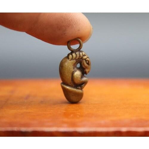 3 CM Pure Bronze China Zodiac Animal Horse glans penis sculpture Amulet Pendant