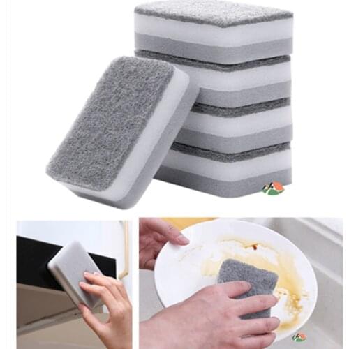 5pcs Household Magics Sponge Kitchen Cleaning Brush Double-sided Scouring Pad Cleaning Brush For Dishwashing Bathroom Accessorie