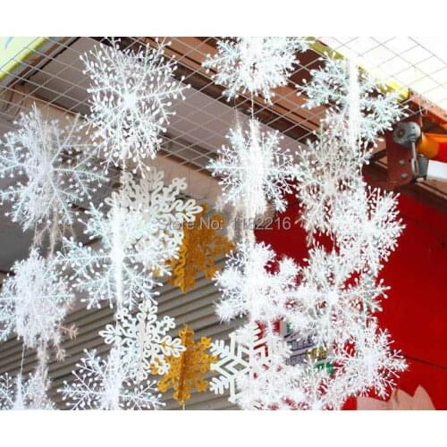 5 Packs (6 pcs /pack) Party Christmas Decorations Supplies White Snow Snowflakes Hanging Ornaments Set