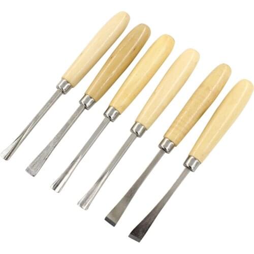 6pcs/set Durable Wood Turning Tool New High Speed Steel With Wood Handle Woodworking Tool 6 Types