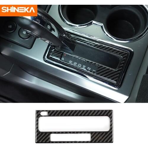 SHINEKA Carbon Fiber Accessories For Ford F150 Car Gear Shift Box Panel Decoration Cover Stickers For Ford F150 Raptor 2009-2014