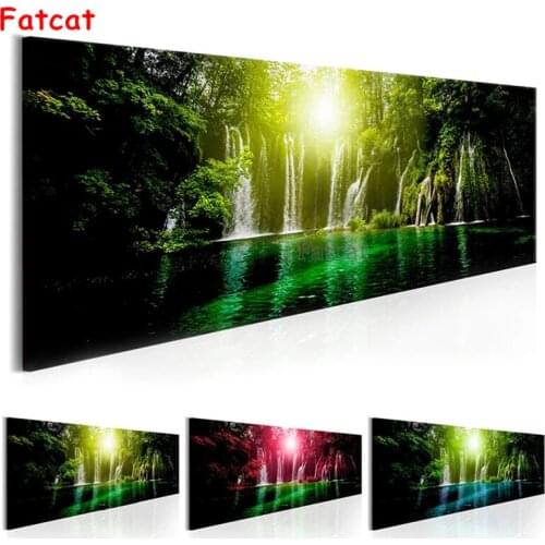 Forest Waterfall 5D Diy Diamond Painting full round square landscape diamond Embroidery gift Mosaic stitch Modern Scenery PP1716