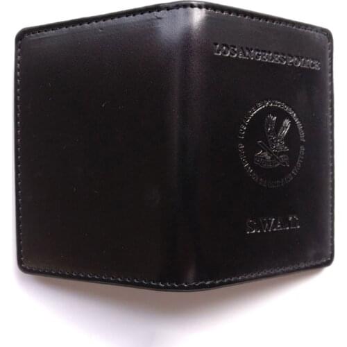 Black Leather US Police Officer Wallets Driving License Bag Badge ID Card Holder
