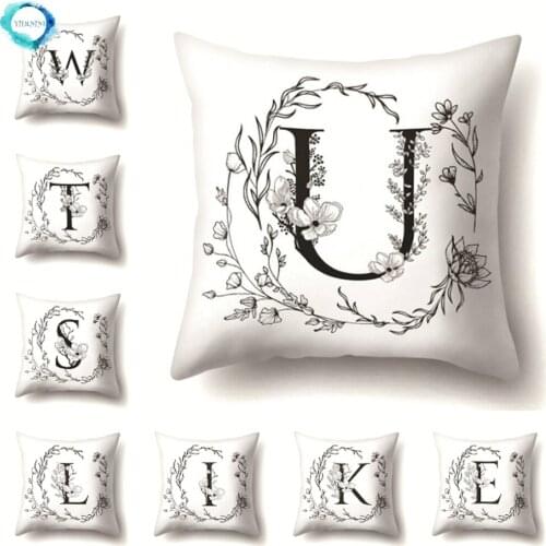 Polyester Decorative Pillow Cover Nordic Style Letter Wreath Kussenhoes Sofa Seat Car Pillowcase Home Decor Cushion Cover