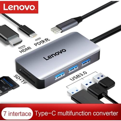 Lenovo USB C HUB Type C to Multi USB 3.0 HDMI VGA Adapter Dock For MacBook Pro MateBook Laptop Accessories USB-C Splitter Port