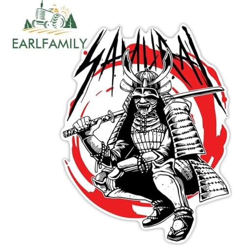 EARLFAMILY 13cm x 10.1cm JDM Cartoon Car Sticker Samurai Warrior Vinyl Decal for Rear Windshield Trunk Wall Decoration