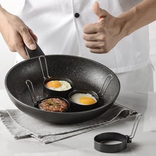 Fried Egg Mold Non-stick Stainless Steel Handle Round Pancake Burger Patties Frying Pan Mold Kitchen Non-stick Mold