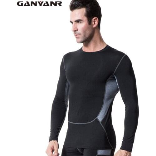 GANYANR Brand Jogging Suits For Men Undershirt Fitness Compression Shirt Long Sleeve Man Dry Fit Men Running Shirts Bodybuilding