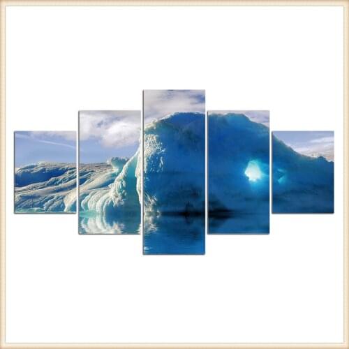 HD 5 Pieces Scenic Snow-capped and Lakes Pictures Posters Wall Art Home Decor for Living Room Painting Wall Art Anime Poster