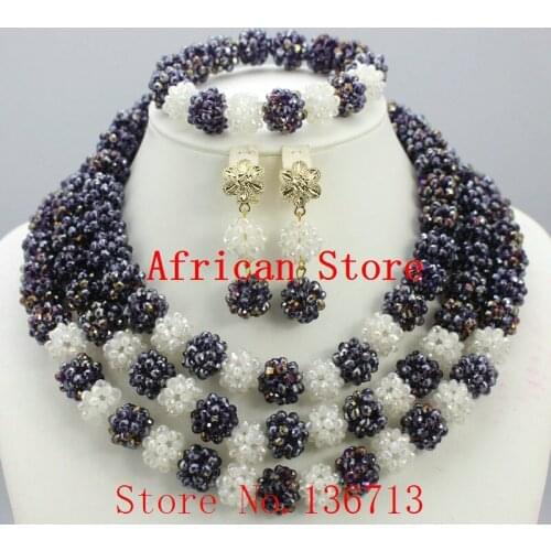 Amazing african beads jewelry set chain women Nigerian wedding crystal multi layer necklace/ earring Indian jewelry sets R579