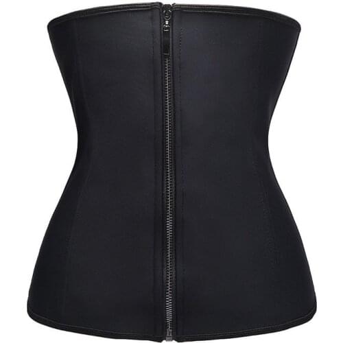 Women Latex Underbust Waist Training Corsets Cincher Zip Hourglass Body Shaper Post Partum Shapewear Flat Belly Waist Slimming