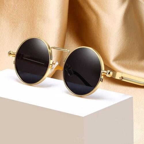 Vintage Men Sunglasses Women Retro Punk Style Round Metal Frame Colorful Lens Sun Glasses Fashion Eyewear Gafas Sol Mujer