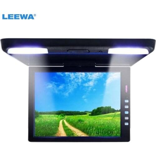 LEEWA 13.3" Inch Car Bus TFT LCD Roof Mounted Monitor Flip Down Monitor 2-Way Video Input 12V Black, Grey, Beige #A1289