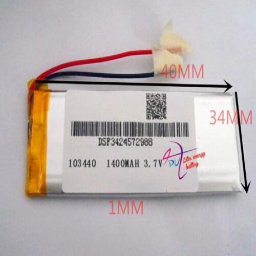 Best Battery Brand Free Shipping 3.7 V 103440 Lithium-ion Polymer 1400 Mah Vehicle Traveling Data Recorder Led Speakers