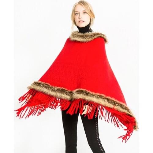 Fashion Autumn And Winter New Style Ladies Shawl Neckline Faux Fur Decoration Scarf Warm Set Cape Cape Shawl