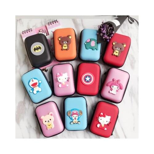 Cartoon Mini Headset Earbuds Bag USB Cable Organizer Zipper Protective Headphone Case Pouch Earphone Storage Bag Coin Purse