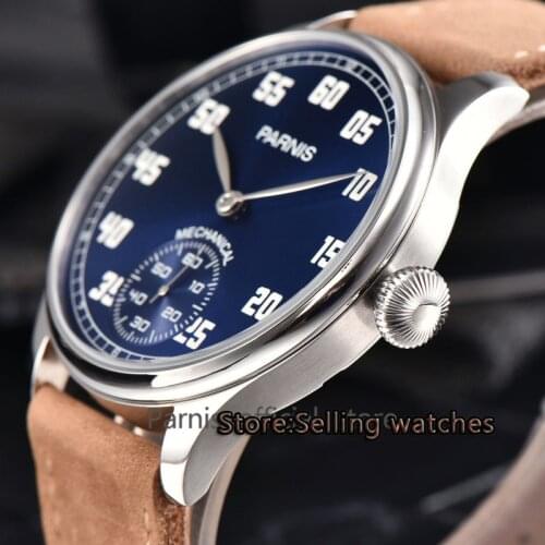 Parnis 44mm blue Dial st36 Mechanical Hand Winding Mens 6498 Watch