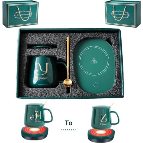 Cup Set & Coffee Cup Best Friend Coffee Cup with Lid Green Cup Heating Pad 26 Letters Custom Mug CN Plug Heating Pad Drinkware