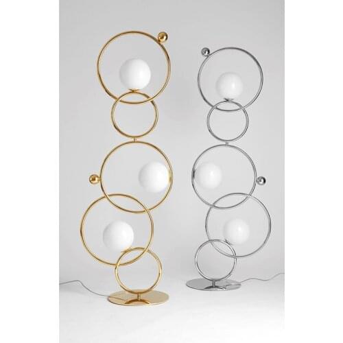 Nordic postmodern minimalist metal ring floor lamp personality living room sofa corner study model room standing lamp