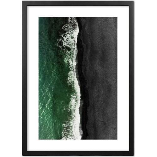 Green Sea Black Sand Wall Art Paper Painting Nordic Posters And Prints Wall Pictures Baby Kids Room Decor