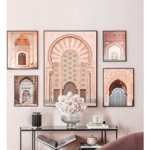 Wall Art Canvas Painting Moroccan Building Muslim Holy Quotes Nordic Posters And Prints Wall Pictures For Living Room Wall Decor