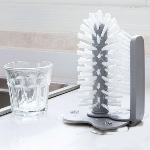 Suction Wall Lazy Cup Brush Glass Cleaning Brush Kitchen Rotating Wine Cup Teacup Brush Rotating Cup Teacup Brush With 3 Suckers