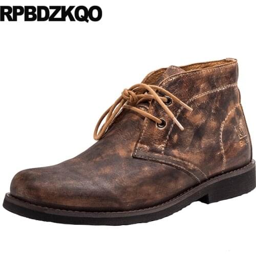 Genuine Leather Autumn Chukka European Booties Designer Shoes Men High Quality Full Grain Handmade Lace Up Brown Ankle Boots