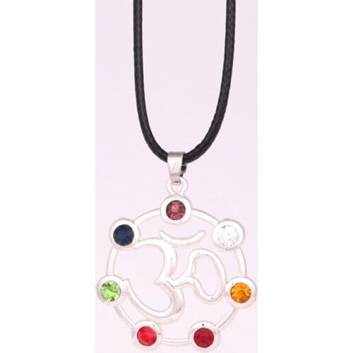 New Arrival yoga yogi Necklace with seven chakra crystals symbol hollow yoga pendant