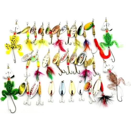 New 29pcs Set Spinnerbait Fishing Lures Hard Metal Spoon Bait Mixed Color/Size/Weight 3~10G Atificial Fishing Tackles