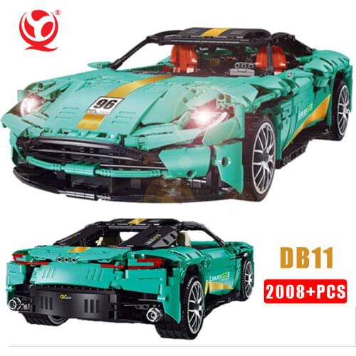 New Technical car City MOC DB11 Astond Martind Blue Lake Super Sports Car Building Blocks Vehicle Bricks Toys Kids Gifts 62260