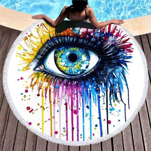 Microfiber Towel Pure color Beach Towel for Adult Yoga Mat Tassel Large Round Towel Cotton 150cm Tapestry Home Decor Blankets