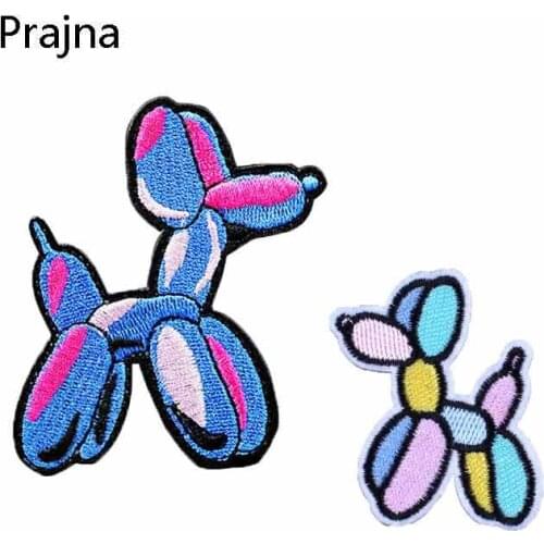 Prajna Cute Balloon Dog Patch Small Anime Badges Motifs Iron On Patches Embroidered Hippie Stripe For Clothes Garment DIY D