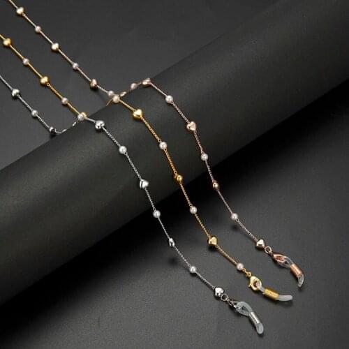 Heart Pearl Beaded Sunglasses Chain Women Glasses Chains Lanyards Reading Eyeglasses Eyewear Cord Neck Strap Rope
