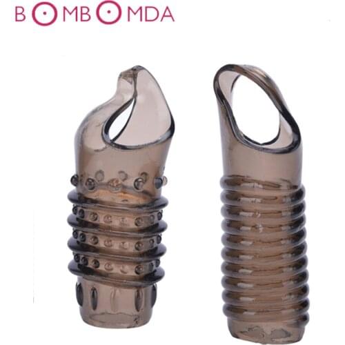 Penis Sleeve Extender Penis Ring Dildo Enlargement Reusable Man Condom Spike Dotted Condom Delay Ejaculation Adult Sex Toy
