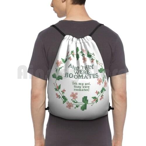 And They Were-Vine Quote Cross Stich Backpack Drawstring Bag Riding Climbing Gym Bag Crosstich Cross Floral Vine Vines Vine