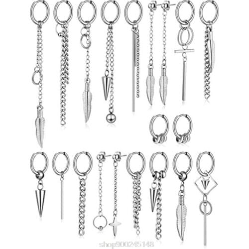 20 Pieces Cool Stainless Steel Huggie Hinged Hoop Earrings Kpop Hoop Dangle Earrings Jewelry O21 20 Dropshipping