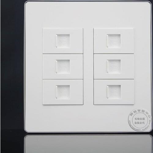 120*120mm Wall Socket Plate 6 Ports LAN Network RJ45 Cat5e Ports Panel Faceplate Outlet Home Adapter